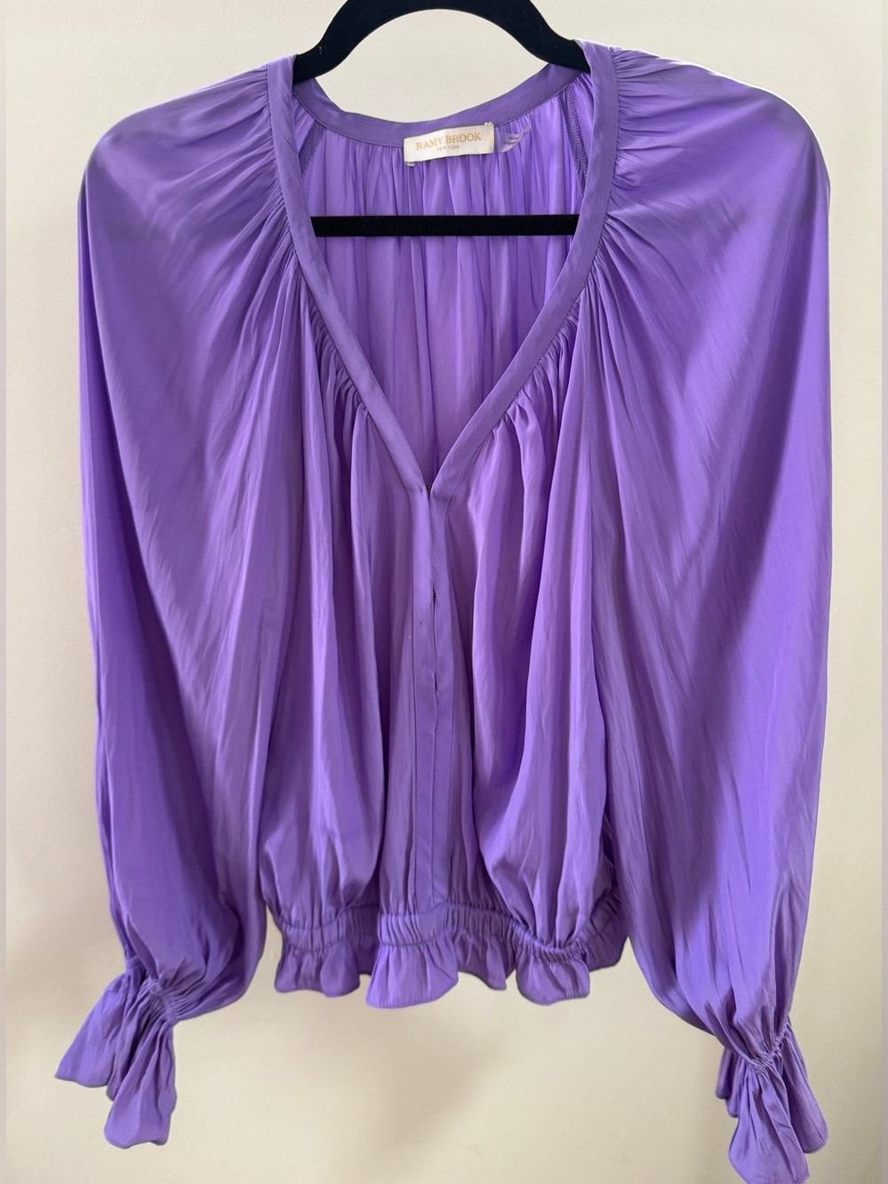 Ramy Brook Lilac Blouson V-Neck Blouse | Size XS